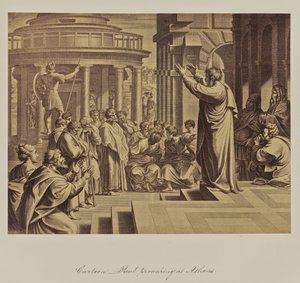 Caricature - Paul prêche à Athènes. - Leonida Caldesi