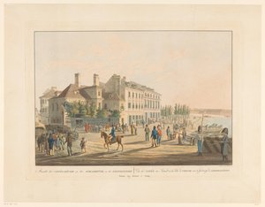 Vue des cafés en sortant de la ville de Vienne vers le faubourg de Leopoldstadt - Leopold Beyer