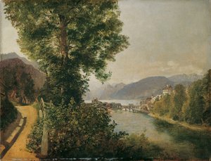 Vue de la Traun près de Gmunden sur le lac Traunsee - Leopold Blonder