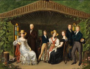 French : La famille impériale autour du duc de Reichstadt dans une tonnelle de jardin