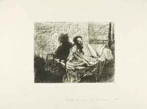 Portrait de Charles Meryon assis dans son lit