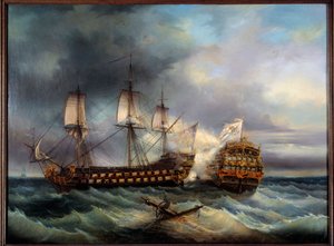 Bataille navale entre Anglais et Français - Leopold Le Guen