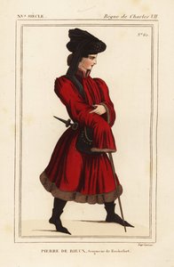 Pierre de Rieux, seigneur de Rochefort 1389-1439. Lithographie coloriée à la main d