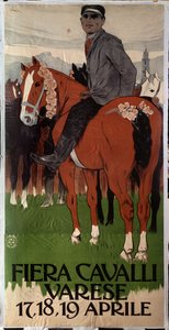 Affiche publicitaire pour le marché aux chevaux à Varèse, Italie - Leopoldo Metlicovitz
