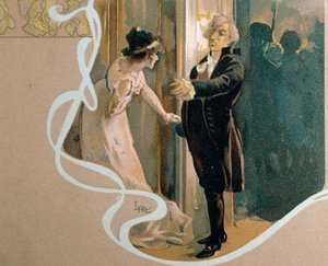 Carte postale illustrée par Leopoldo Metlicovitz (1868-1944) représentant une scène de Tosca, opéra de Giacomo Puccini (1858-1924) - Leopoldo Metlicovitz