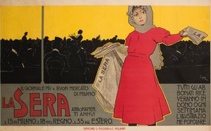 La Sera. Le journal le moins cher de Milan, 1892 - Leopoldo Metlicovitz