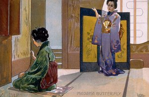 Carte postale créée pour la première de "Madame Butterfly", à Brescia