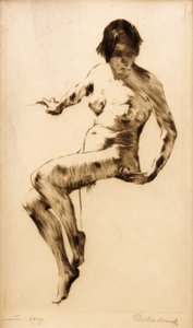 Nu féminin assis - Lesser Ury