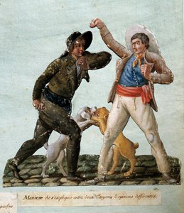 Révolution française : deux citoyens se battant. Gouache des frères Lesueur (XVIIIe siècle) - Lesueur Brothers