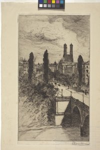Rue Maximilien et Frauenkirche, Munich, Bavière - Lewis Henry Meakin