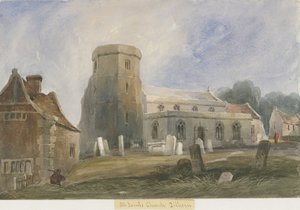Église de Dilhorne: aquarelle, nd [c1830-1840] - Lewis John Wood