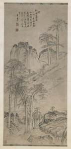 Marchant avec des Bâtons sur une Colline de Pins, dynastie Qing, c.1760 - Li Shizuo