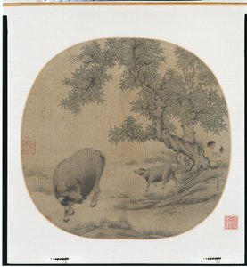 Homme, buffle et veau - Li You