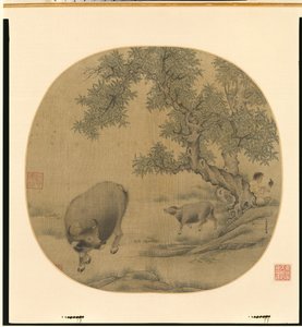 Homme, buffle et veau, 1205 ou 1265 - Li You