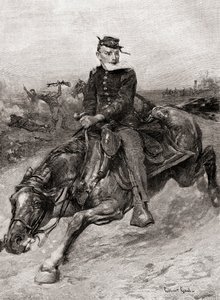Un messager à cheval pendant la guerre civile américaine, du Century Magazine, publié en 1887 (gravure) - Unbekannt Unbekannt