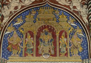 Fresque représentant Vishnu, palais Maratha de Thanjavur, Tamil Nadu, Inde - Unbekannt Unbekannt