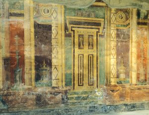 Italie, Campanie, Oplontis, Villa romaine de Poppée, Grande Salle, Fresque avec colonnes en Second Style Pompéien - Unbekannt Unbekannt