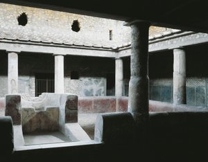 Italie, Campanie, Oplontis, Villa romaine de Poppée, Petit atrium intérieur avec fontaine pour arroser le jardin - Unbekannt Unbekannt