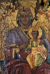 Madone et Enfant, peinture dorée, église byzantine d