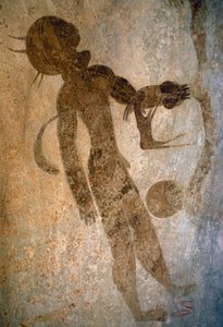 Homme nageant, peinture rupestre, Tassili n