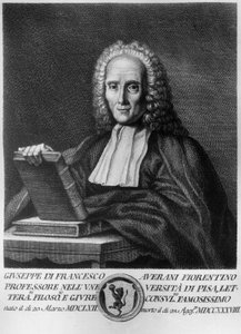Portrait de Giuseppe Averani, dit Averanus (1662-1738), juriste et naturaliste italien, eau-forte de la Série de portraits d