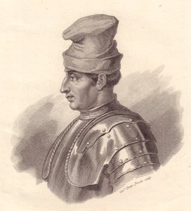 Portrait du chef militaire italien Niccolo Fortebraccio aussi connu sous le nom de della Stella (1389-1435), gravure sur cuivre par Caterina Piotti-Pirola - Unbekannt Unbekannt
