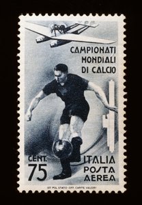 Timbre-poste pour la Coupe du Monde de la FIFA 1934, timbre aérien de 75 centimes, Italie, 20e siècle - Unbekannt Unbekannt