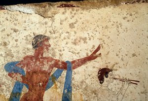 Procession avec athlète, détail, fresque de la Tombe du Plongeur, Paestum, Campanie, Italie, civilisation grecque antique, Grande Grèce, 3ème siècle av. J.-C. (photo) - Unbekannt Unbekannt