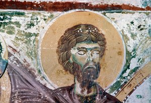 Saint, détail de la fresque dans l