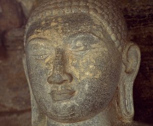 Sri Lanka, Polonnaruwa, détail de la statue de Bouddha de Gal Vihara (Liste du patrimoine mondial de l