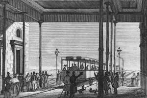 Train quittant la gare de Venezia Santa Lucia, Venise, Italie, gravure - Unbekannt Unbekannt