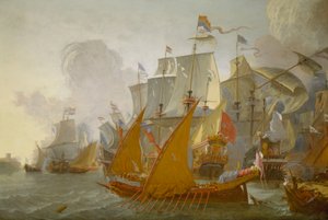 Action entre la flotte hollandaise et les pirates barbaresques, vers 1670 - Lieve Verschuier