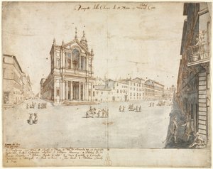 Dix-huit vues de Rome : Santa Maria in Via Lata, 1665 - Lievin Cruyl