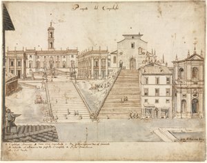Dix-huit vues de Rome : Le Campidoglio - Lievin Cruyl