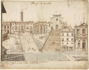 Dix-huit vues de Rome : Le Campidoglio, 1665 - Lievin Cruyl