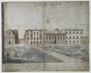 Dix-huit vues de Rome : Le Collegio di Propaganda Fide (recto) - Lievin Cruyl