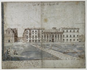 Dix-huit vues de Rome : Le Collegio di Propaganda Fide recto, 1665 - Lievin Cruyl