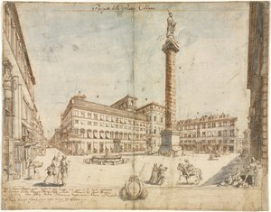 Dix-huit vues de Rome : La Piazza Colonna - Lievin Cruyl