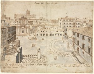 Dix-huit vues de Rome : La Fontaine de Trevi, 1665 - Lievin Cruyl