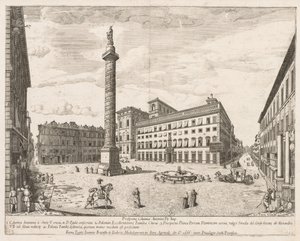Piazza Colonna de "Prospectus Locurum Urbis Romae Insign[ium]" - Lievin Cruyl