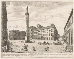 Piazza Colonna de Prospectus Locurum Urbis Romae Insignium, 1666 - Lievin Cruyl