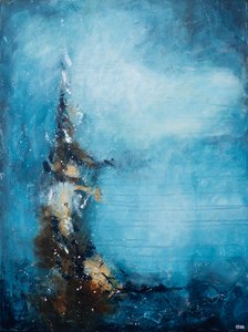 Flux abstrait bleu profond