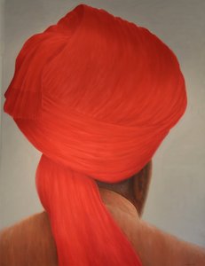 Grand turban rouge