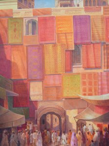 Mur de la ville avec tapis, Jaisalmer - Lincoln Seligman