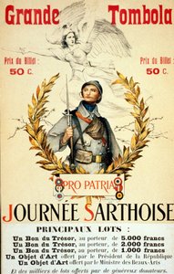 Grande tombola : journée sarthoise - affiche, ill. par Lionel Royer (1852 -1926)