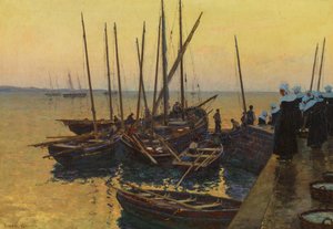 Bateaux de pêche le long de la jetée - Lionel Walden