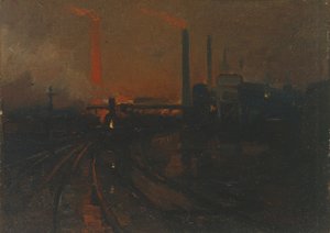 Usines sidérurgiques, Cardiff, la nuit - Lionel Walden