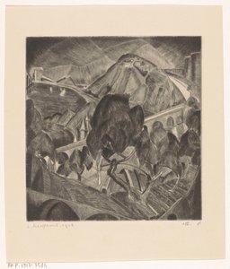 Paysage de montagne avec aqueduc