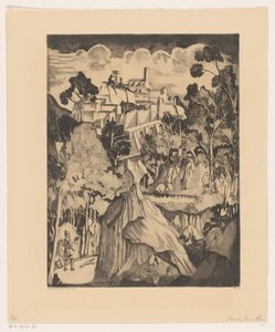 Paysage de collines avec chasseur - Lodewijk Schelfhout (signed by artist)