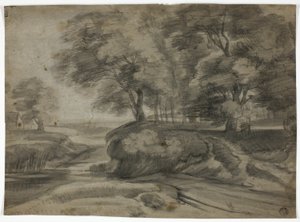 Paysage fluvial avec rives boisées - Lodewijk de Vadder